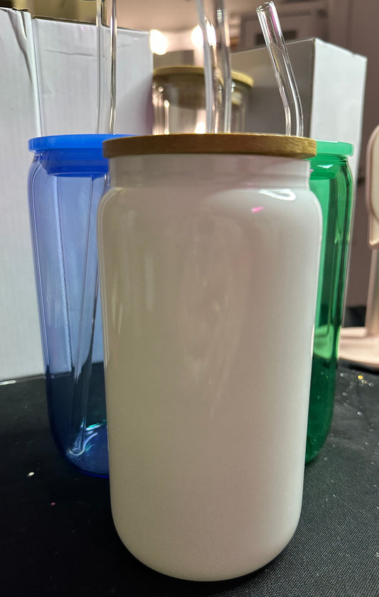 White glass ( only with bamboo lid )